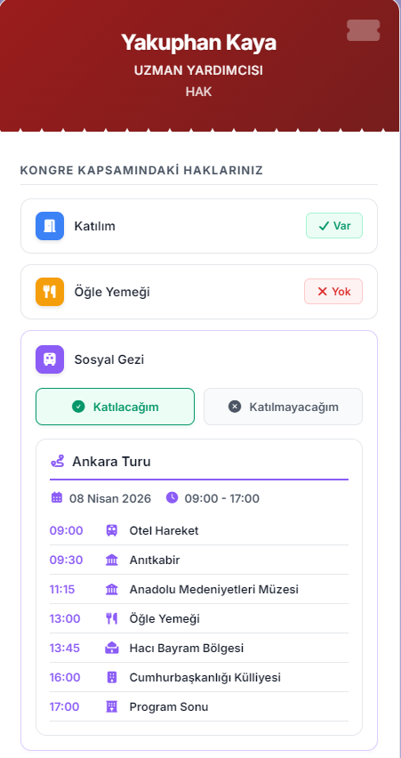 Kişisel Bilgiler ve Kongre Hakları ekran görüntüsü